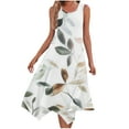 thumbnail image 1 of Womens Casual Tank Dress Floral Sleeveless Summer Midi Dress Asymmetrical Hem Vacation Beach Outfit, 1 of 7