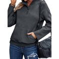 thumbnail image 1 of Womens Casual Textured Long Sleeve Henley Button V Neck Loose Pullover Trendy Fall Outfits Tops Dark Gray L, 1 of 7
