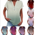 thumbnail image 1 of Womens Casual Tops Blouse for Women Women Casual Printed Short Sleeve Button Home V-Neck T-shirt Blouses Khaki XL, 1 of 6