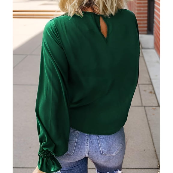 Womens Casual Tops Blouses Long Sleeve Ruffle Sleeve Loose Shirts