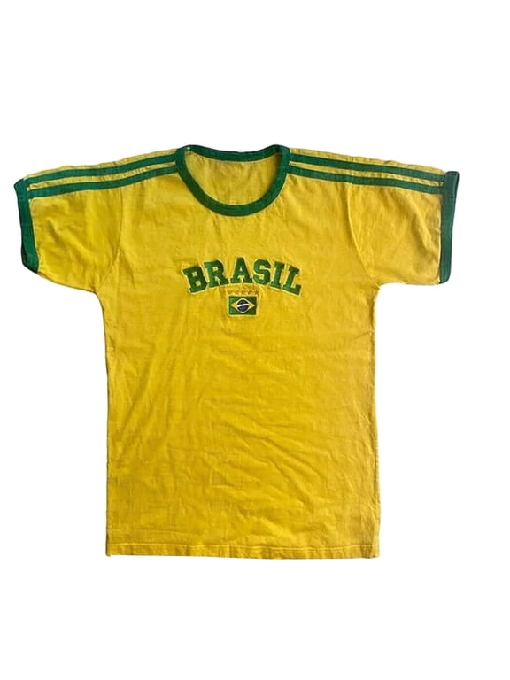 Womens Casual Tops Brazil Crop Graphic 90S Loose Fit Summer Fashion 2026 T Shirts Light Yellow S