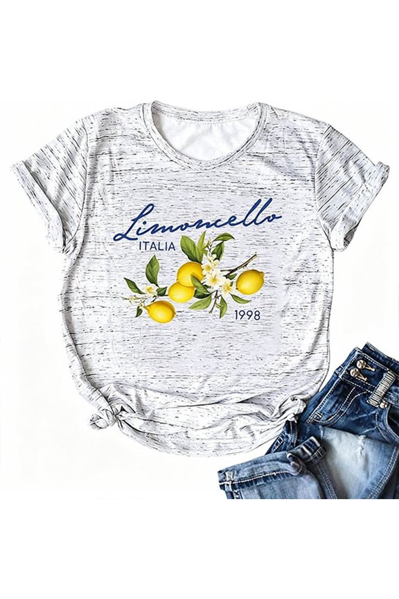 Womens Casual Tops Fashion Printed Short Sleeved Round Neck Plus Size Womens Clothing,White,M