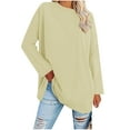 thumbnail image 1 of Womens Casual Tops Ladies' Fashion Flared Cuffed Casual Solid Long Sleeve Round Neck Blouse Shirt Tops, 1 of 7