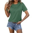 thumbnail image 1 of Diufon Womens Casual Tops Short Sleeve Loose Solid Color Basic Crewneck Top Summer Soft Tunic Shirts, 1 of 4