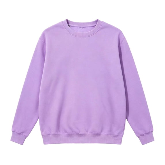 Womens Casual Tops Solid Color Crewneck Sweatshirt Long Sleeve Loose Fit Pullover Shirts Fashion Basic Tops