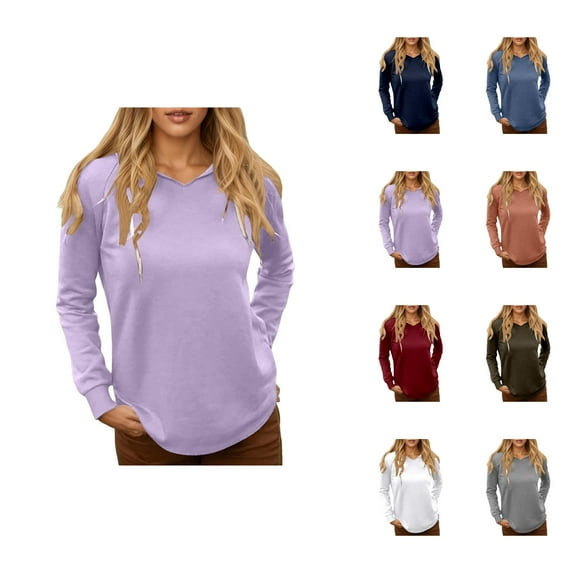Womens Casual Tops Solid Color Sweatshirt Women's Hoodies For Everyday Comfort Classic Pullover With Hood For Casual Outings Versatile Style For Fall And Winter Ideal Pairing With Jeans And Pants