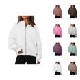 thumbnail image 1 of Womens Casual Tops Women's Solid Sweatshirt Women's Loose Coat Hooded Cardigan Zipper Hoodie, 1 of 6