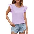 thumbnail image 1 of Womens Casual Tops for Women Crewneck Ruffle Short Sleeve Blouses L, 1 of 9