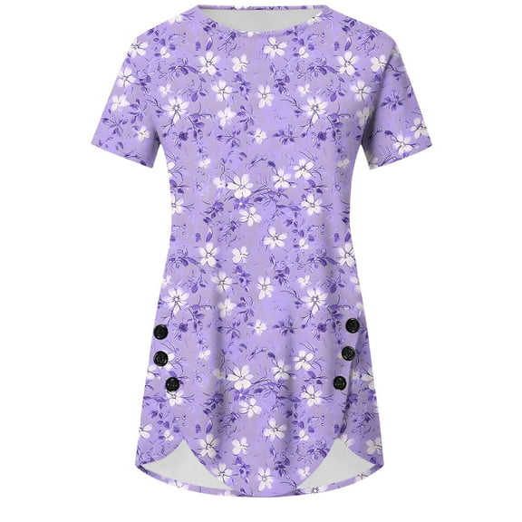 Womens Casual Trendy Blouses Crew Neck Short Sleeve Tops Slim Fit Business Work T Shirts