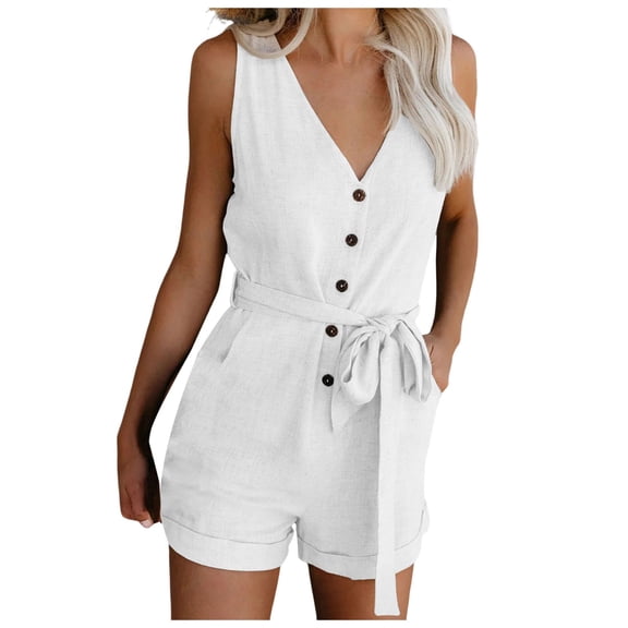 Womens Casual V Neck Bow Pocket Sleeveless Shorts Wide Shorts Jumpsuits Rompers Bod Suit Body Suit Wedding Guest Outfit for Women Corset Jumpsuits for Women Lace Back Jumpsuit Women Rompers Summer