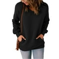 thumbnail image 1 of Womens Casual V Neck Sweatshirt Loose Soft Long Sleeve Pullover Tops Solid Shirts with Side Pockets, 1 of 5