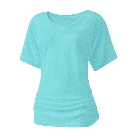 Womens Casual V Neck T Shirts Short Sleeve Loose Fit Summer Flowy Tops Tees