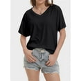 thumbnail image 1 of Womens Casual V Neck T Shirts Short Sleeve Loose Fit Summer Flowy Tops Tees, 1 of 6