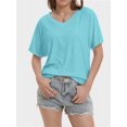 thumbnail image 1 of Womens Casual V Neck T Shirts Short Sleeve Loose Fit Summer Flowy Tops Tees, 1 of 6