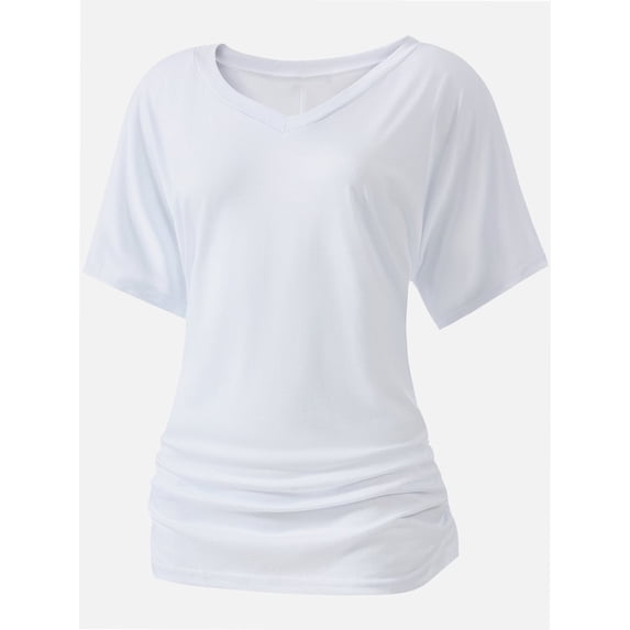 Womens Casual V Neck T Shirts Short Sleeve Loose Fit Summer Flowy Tops Tees