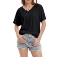 thumbnail image 1 of Womens Casual V Neck T Shirts Short Sleeve Loose Fit Summer Flowy Tops Tees, 1 of 6