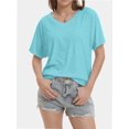 thumbnail image 1 of Women's Casual V-Neck T-Shirt - Short Sleeve Loose Fit Top, Breathable Summer Tee, 1 of 6