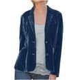 thumbnail image 1 of Womens Casual Velvet Blazer Jackets Long Sleeve Lapel Buttons Open Front Work Suits Trendy Solid Color Regular Fit Lightweight Fall Business Cardigan Jacket, 1 of 4
