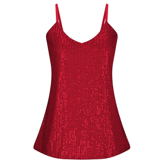 Womens Casual Vest Sparkling Carnival Camisole Commute Sleeveless Sequin Business Casual Clothing for Women,RD1,XL