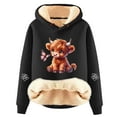 thumbnail image 1 of Womens Casual Warm Hoodies Long Sleeve Highland Cattle Print Thick Hooded Sweatshirts Fall Fashion Pullover Sweaters Winter Clothes, 1 of 3