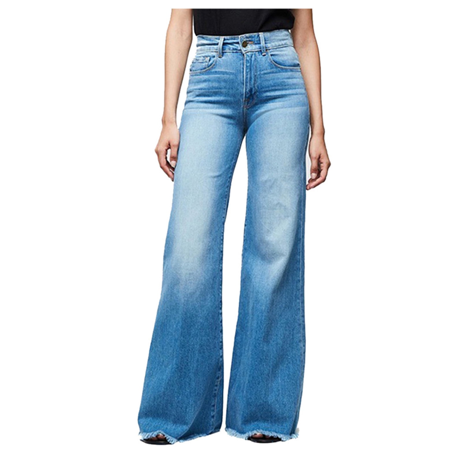 2023 New Summer Wide-legged Loose Slim Retro Blue High-waist Straight Jeans  Women's Mopping Long Pants - AliExpress