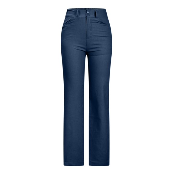 Womens Casual Wide Leg Palazzo Pants Summer High Waist Straight Leg Lounge Trousers Lightweight Pants Pockets Ladies Comfy Plus Size Trendy Outfits Flowy Straight Leg Clothes Navy