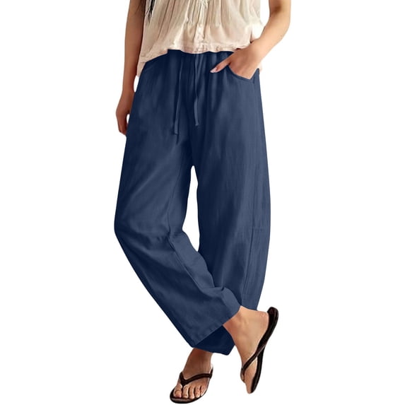 Womens Casual Wide Leg Pants Comfy High Waist Work Lounge Bottoms with Pockets Office & Weekend Outfit