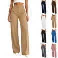thumbnail image 1 of Womens Casual Wide Leg Pants High Waisted Business Casual Flowy Work Palazzo Pants Solid Color Stretchy Straight Leg Trousers Full Pants with Pockets, 1 of 6