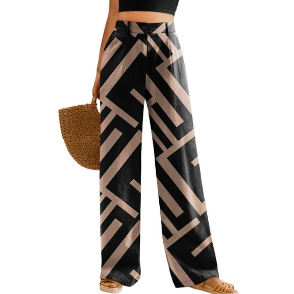 Womens Casual Wide Leg Pants High Waisted Button Down Straight Long Trousers Palazzo Pants