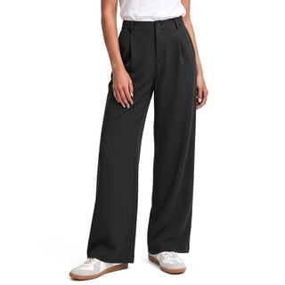 Airmenty Wide Leg Pants for Women High Waisted Stretchy Work Dress Pants Business Casual Palazzo Pants Dressy Slacks Trousers with Pockets S-2XL