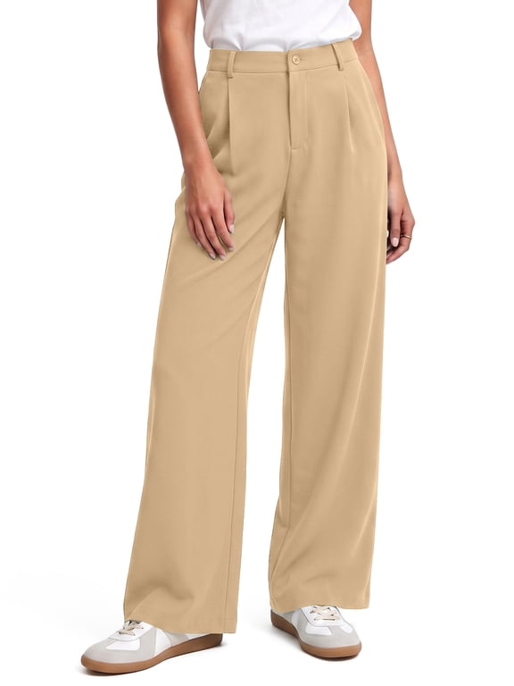 Wide Leg Pants for Women High Waisted Stretchy Work Dress Pants Business Casual Palazzo Pants Dressy Slacks Trousers with Pockets S-2XL