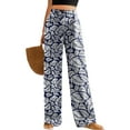 thumbnail image 1 of Womens Casual Wide Leg Pants High Waisted Button Down Straight Long Trousers Palazzo Pants, 1 of 7