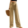 thumbnail image 1 of Womens Casual Wide Leg Pants High Waisted Button Down Straight Long Trousers Palazzo Pants, 1 of 6