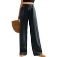 thumbnail image 1 of Womens Casual Wide Leg Pants High Waisted Button Down Straight Long Trousers Palazzo Pants, 1 of 6