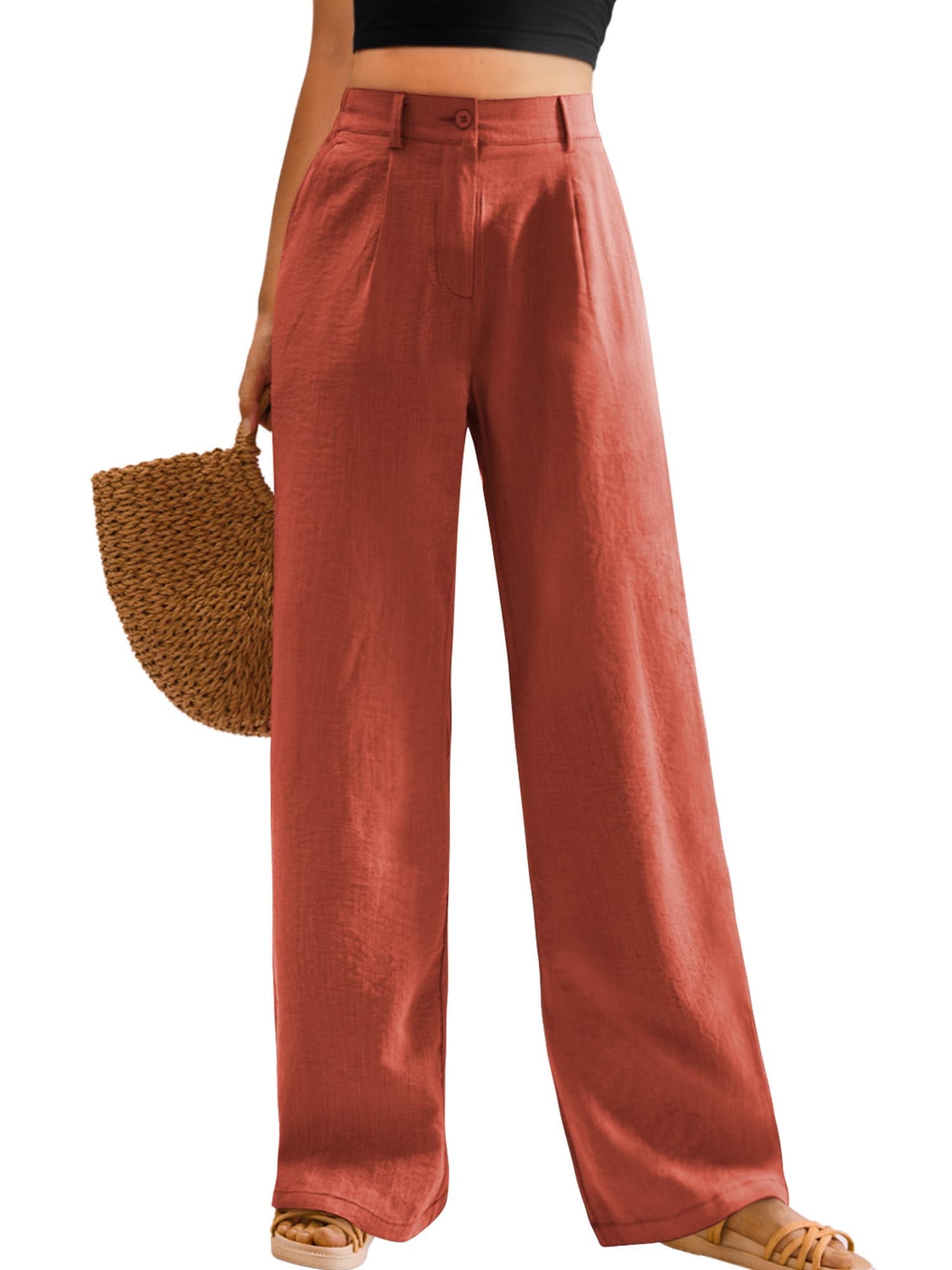 Womens casual wide-leg pants trousers