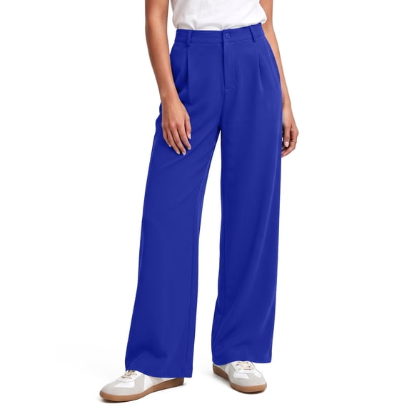 Airmenty Wide Leg Pants for Women High Waisted Stretchy Work Dress Pants Business Casual Palazzo Pants Dressy Slacks Trousers with Pockets S-2XL