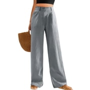 Womens Casual Wide Leg Pants Plus Size High Waisted Button Down Straight Long Trousers Palazzo Pants Slacks with Pockets 3XL