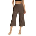 thumbnail image 1 of Womens Casual Wide Yoga Leg Capris - High Waist Exercise Pants with Pockets, 1 of 6
