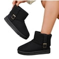 thumbnail image 1 of Womens Casual Winter Snow Ankle Boots Buckle Round Toe Thick Sole Flat Warm Fleece Lined Fashion Comfortable Shoes Black 5, 1 of 9