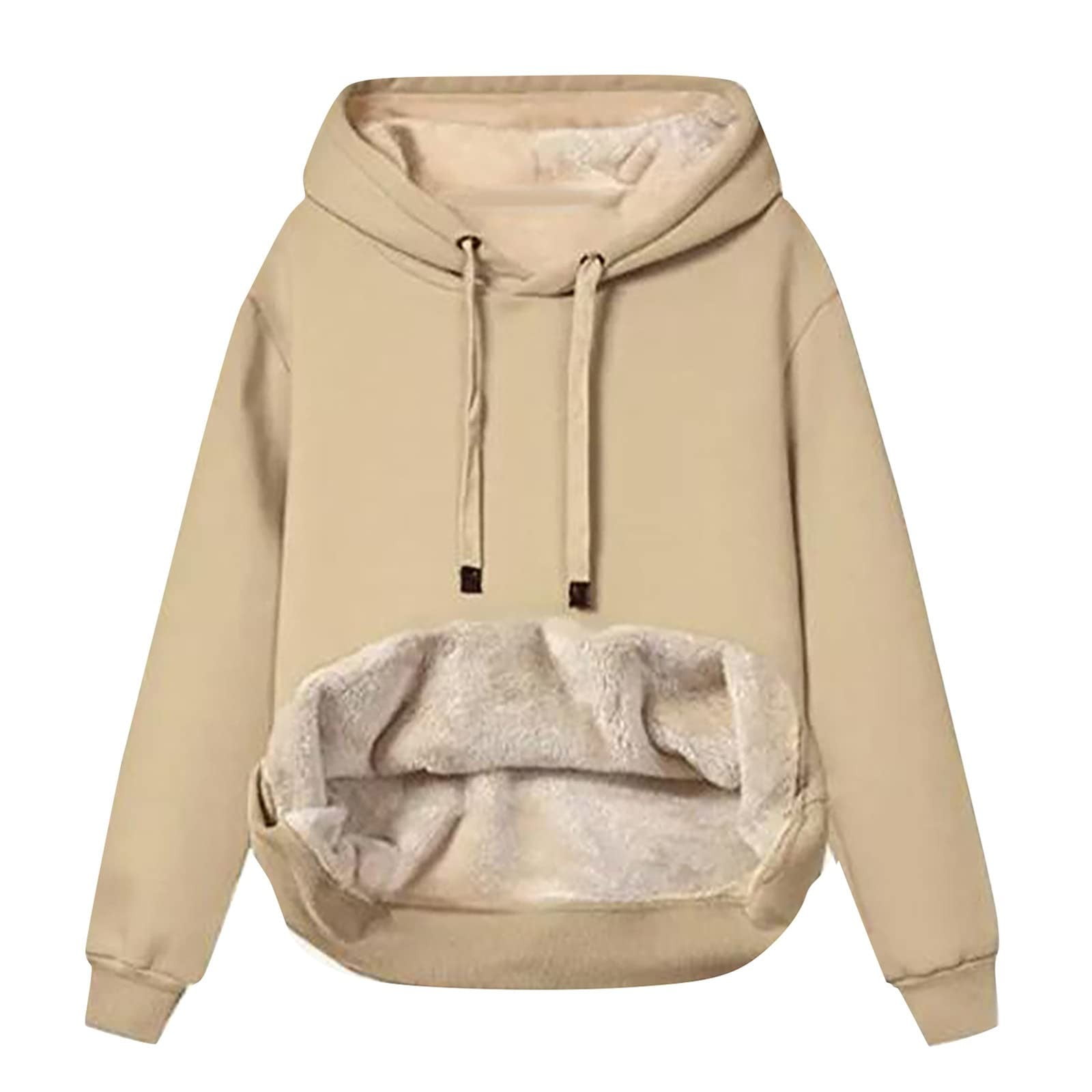 Womens Casual Winter Warm Fleece Sherpa Lined Pullover Hooded