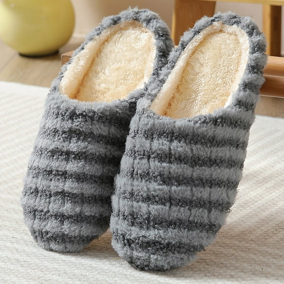 Womens Casual Winter Warm Slippers Fluffy Plush House Shose Non- Soft Sole Indoor Slipper for Home Couple Wear,C Size8.5