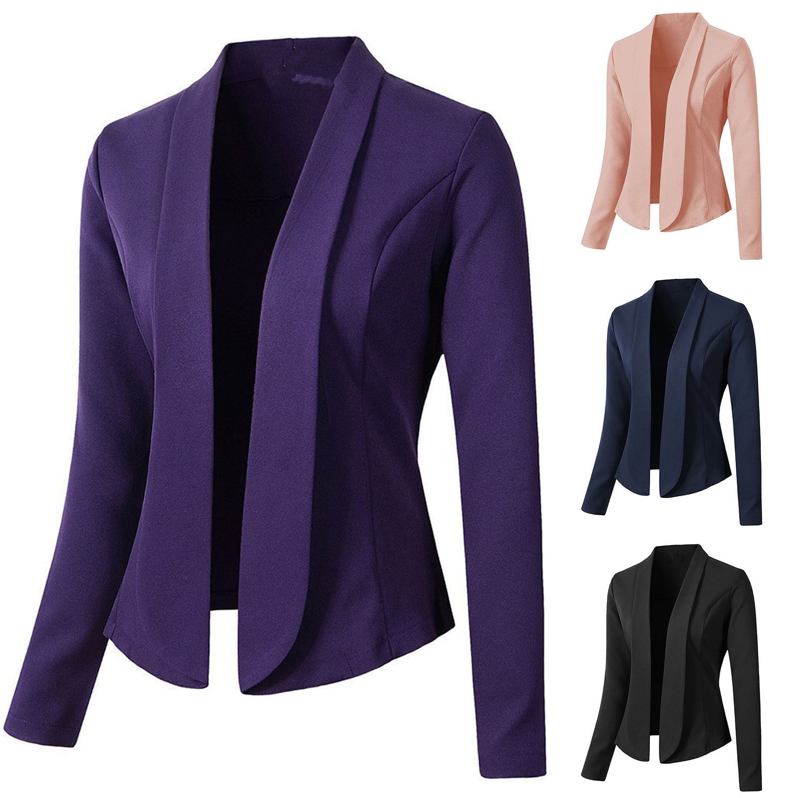 Womens Casual Work Office Blazer Open Front Long Sleeve Suits Jackets ...