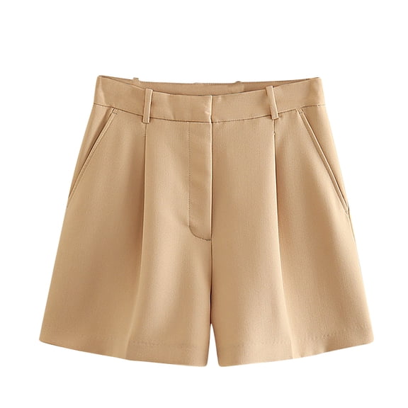 ZQUUVOU Womens Casual shorts Summer Wide Leg Loose High Waist Drawstring With Pockets A-Khaki