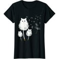 thumbnail image 1 of Womens Cat Dandelion amazing Flower Cat lover design women girls T-Shirt Black Tee, 1 of 3
