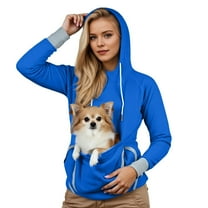 Womens Cat Dog Pouch Hoodie Pet Carrier Drawstring Hooded Sweatshirt Large Pocket Pullover Shirt for Women