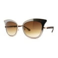 thumbnail image 1 of Womens Cat Eye Double Rim Butterfly Shape Mirror Lens Sunglasses Gold Tortoise Mirror, 1 of 4