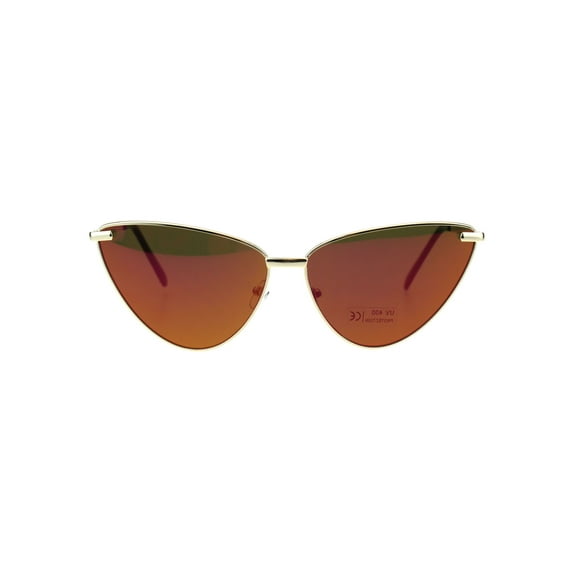 Womens Cat Eye Gothic Metal Rim Retro Design Sunglasses Gold Red Mirror