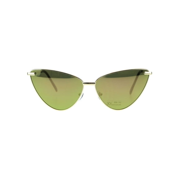 Womens Cat Eye Gothic Metal Rim Retro Design Sunglasses Gold Yellow Mirror
