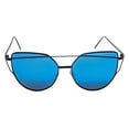 thumbnail image 1 of Womens Cat Eye Mirror Flat Lens Black Frame Fashion Sunglasses, 1 of 5