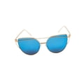 thumbnail image 1 of Womens Cat Eye Mirror Flat Lens Gold Frame Fashion Sunglasses, 1 of 4